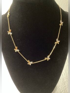 kate spade Gold-Tone Crystal Social Butterfly Station Necklace